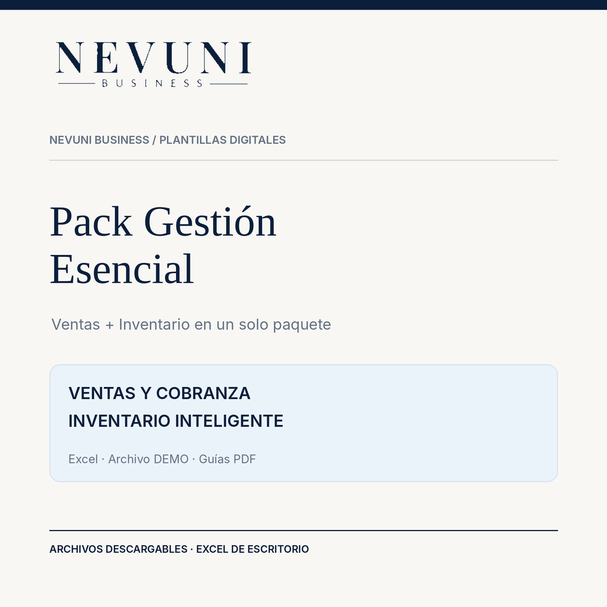 Portada del Pack Gestión Esencial de NEVUNI Business
